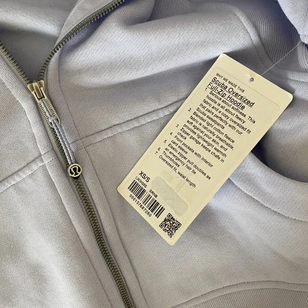 New Lululemon Scuba Oversized Full-Zip Hoodie 'Serene Blue' Size XS/S
